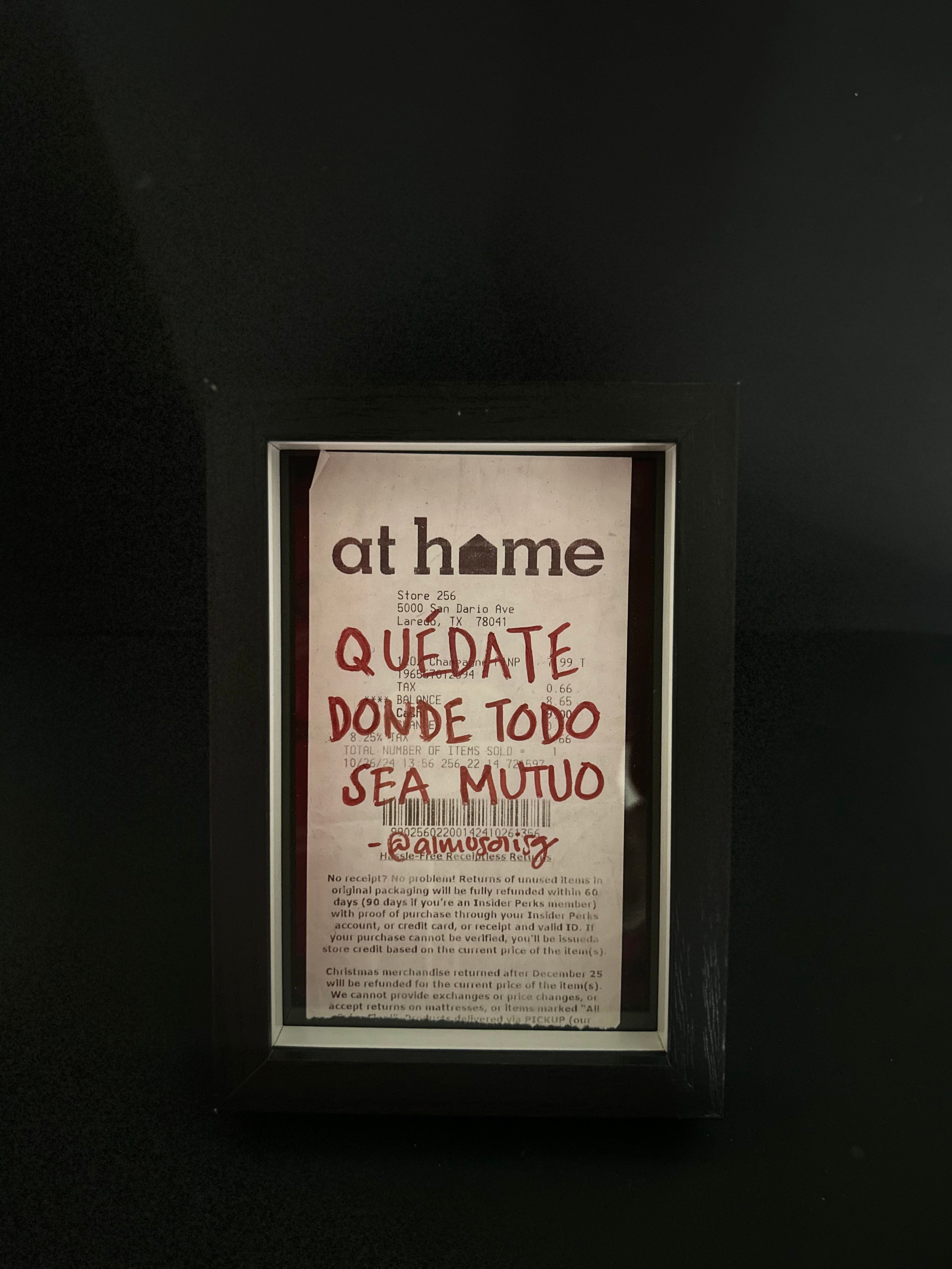 Cuadro · "Quédate donde todo sea mutuo"