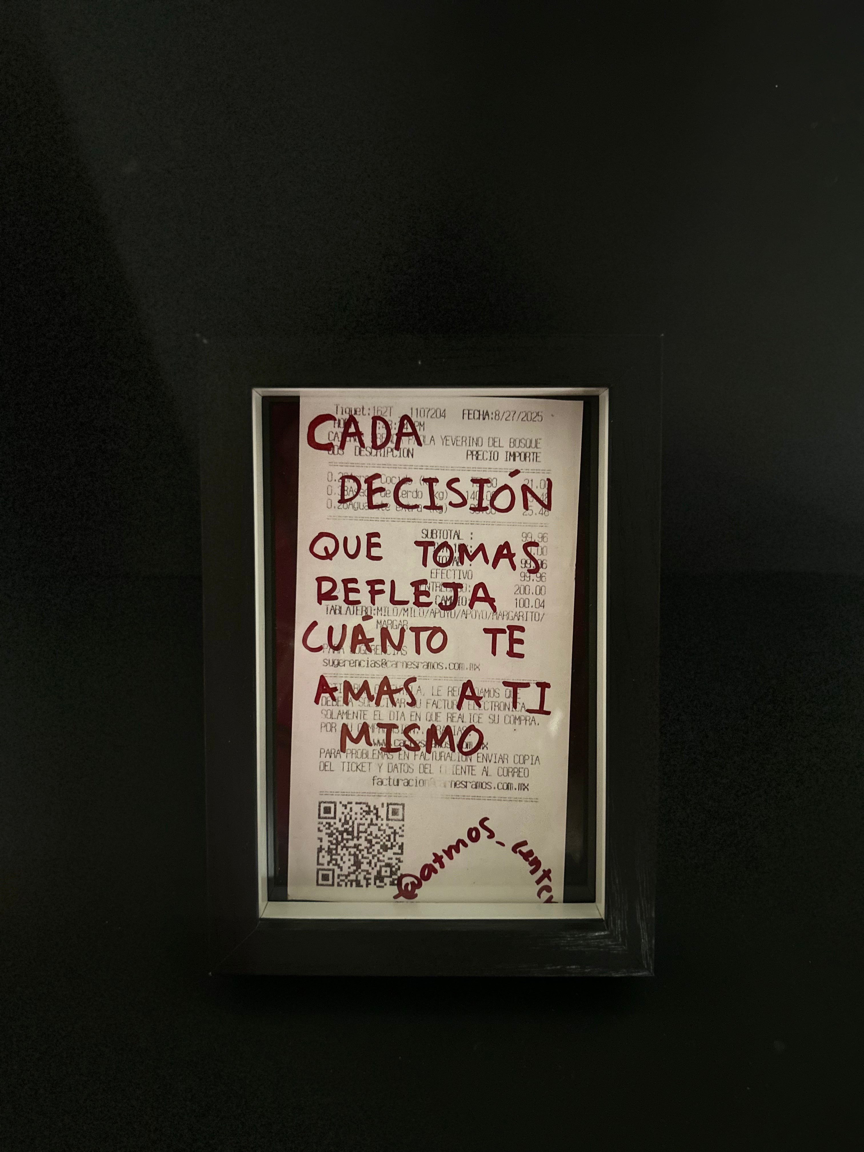 Cuadro · "Cada decisión que tomas refleja cuánto te amas a ti mismo"