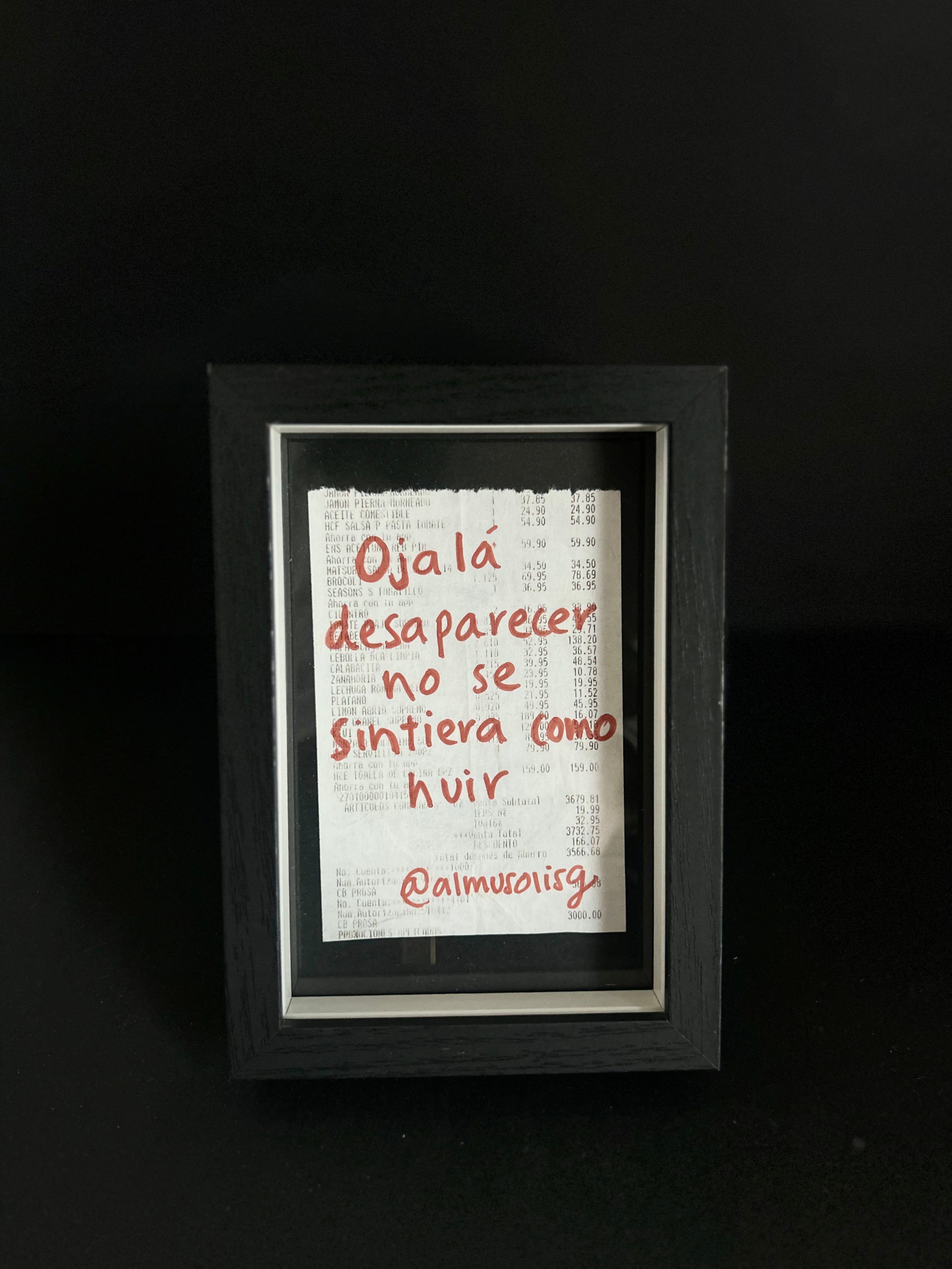 Cuadro · "Ojalá desaparecer no se sintiera como huir"